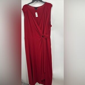Lane Bryant Red faux wrap Dress Size 18-20 Sleeveless Fitted Cross Front NWT